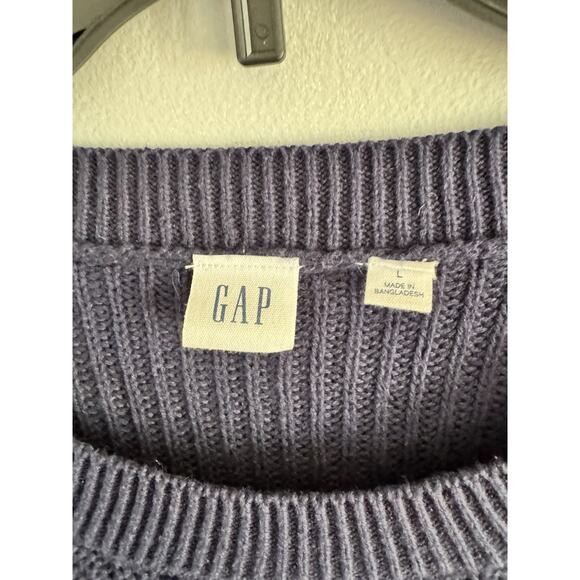 Gap Navy Blue Striped Boxy Pullover Knit Sweater Women’s Size Large - Picture 5 of 5